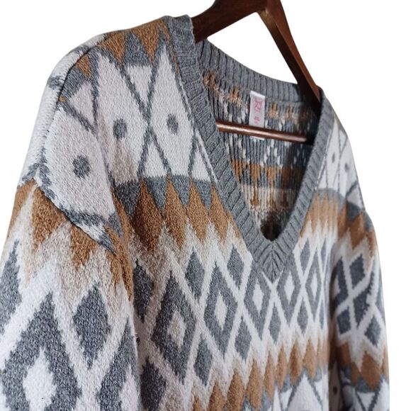 North Pole Men's XXL Gray Nordic V-Neck Fair Isle Heavyweight Heritage Sweater - Picture 5 of 9